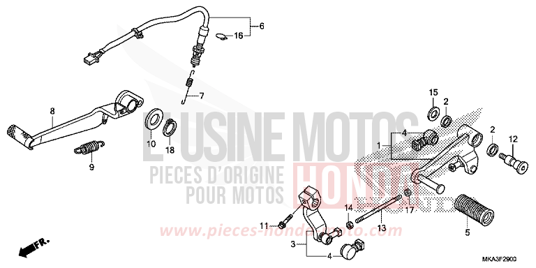 PEDALE von NC750X DCT CANDY PROMINENCE RED (R342) von 2017